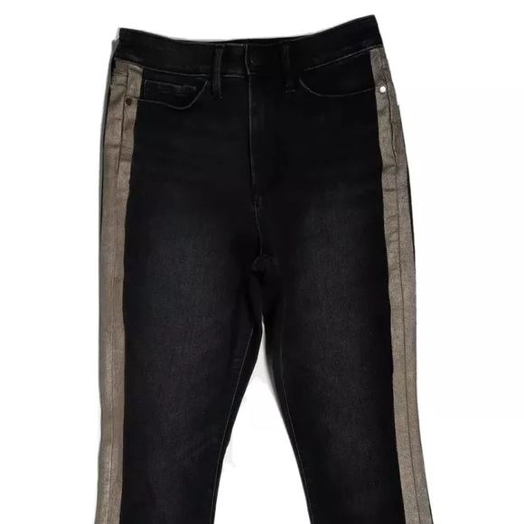 Athleta sculptek metallic strip jean black silver size 12T new - Picture 4 of 14